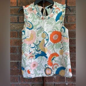 Modern floral silk sleeveless J Crew